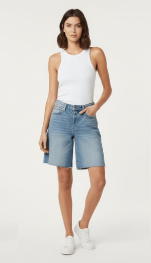 High-Rise Denim Bermuda Shorts – Jorts