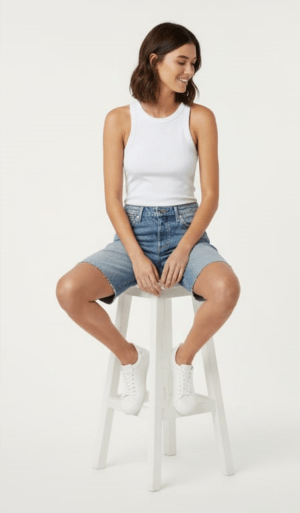 High-Rise Denim Bermuda Shorts – Jorts