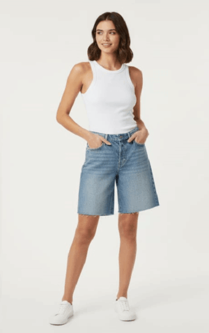 High-Rise Denim Bermuda Shorts – Jorts